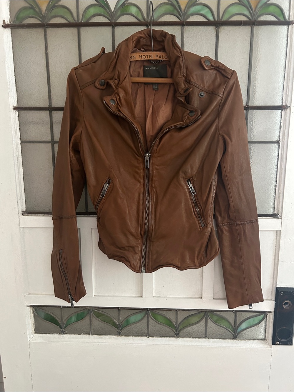 Brand new women’s Muuba Brown Leather Moto Jacket Brand